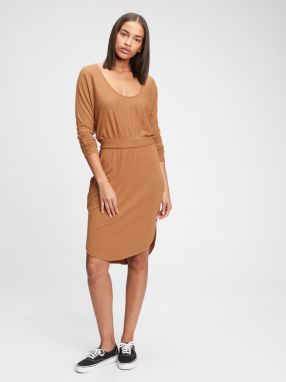 GAP Šaty softspun banded waist dress Hnedá