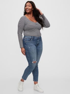 GAP Džínsy mid rise distressed true Skinny Modrá