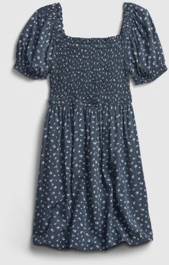 Modré dievčenské šaty GAP teen floral smocked dress