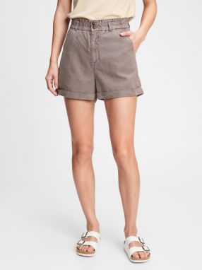 GAP Kraťasy high rise paperbag shorts Šedá