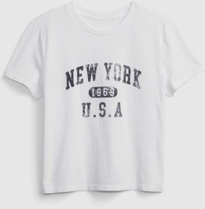 GAP Biele dámske tričko shrunken graphic t-shirt