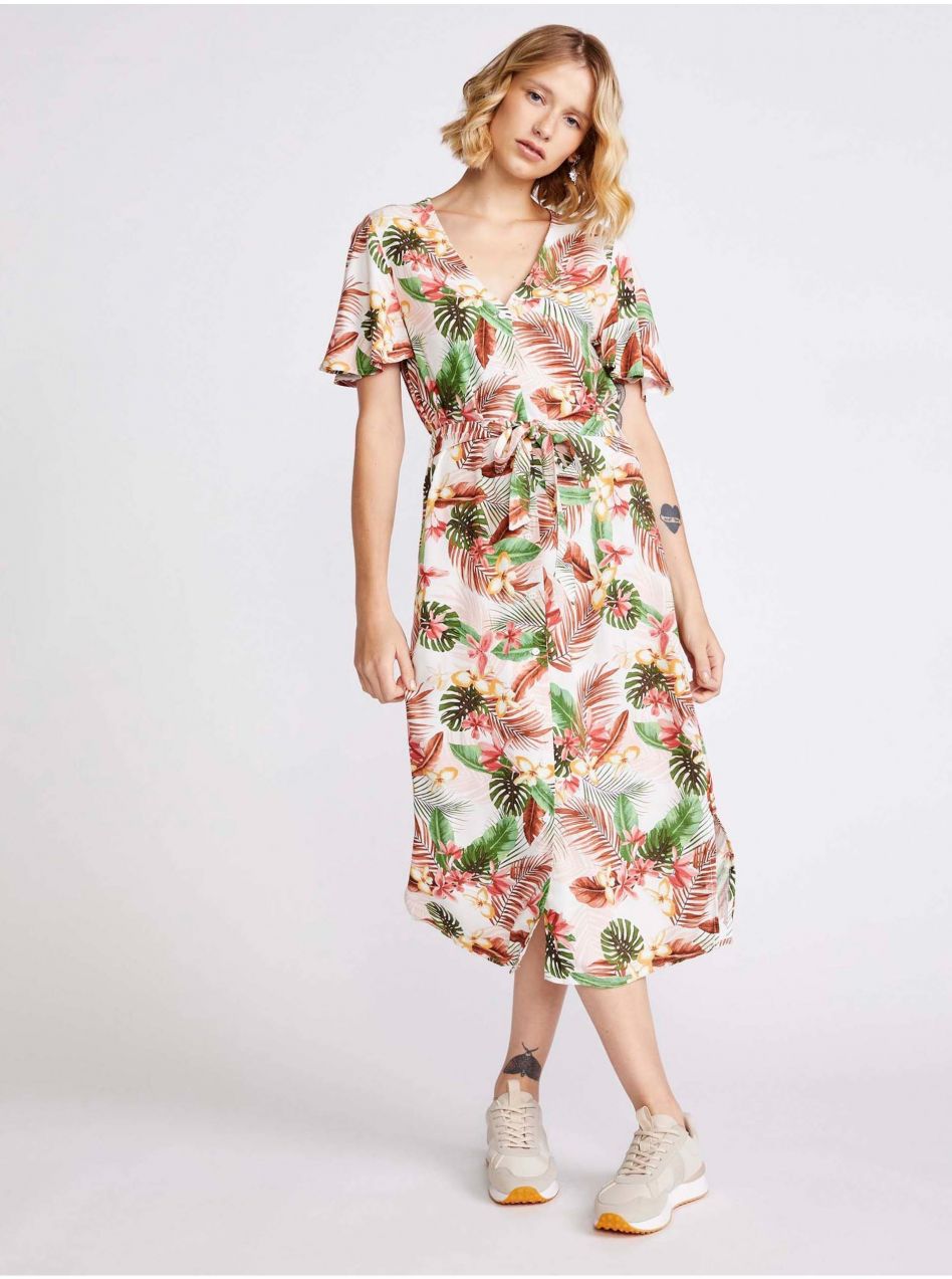 Krémové kvetované šaty VERO MODA Simply