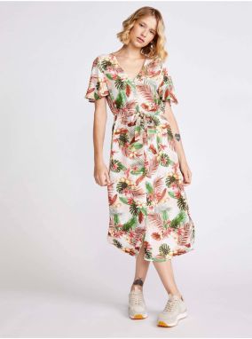 Krémové kvetované šaty VERO MODA Simply