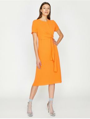 Koton Women's Orange Tie Waist Dress