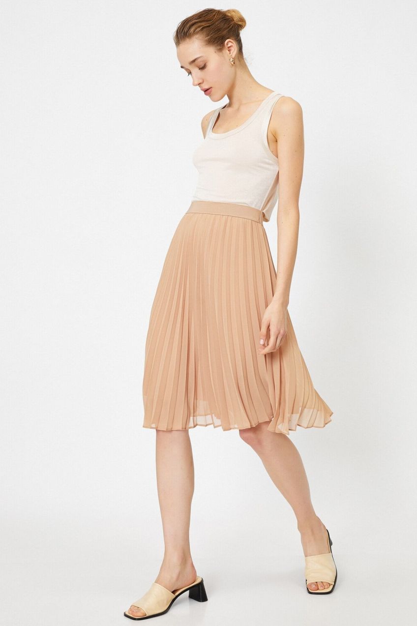 Koton Elastic Waist Pleated Skirt