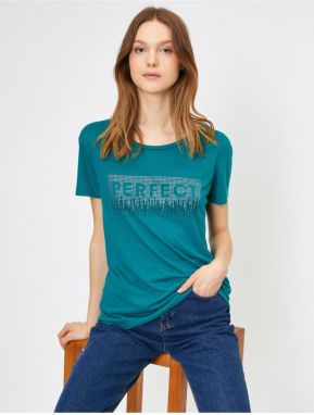 Koton Women's Green Letter Printed T-shirt
