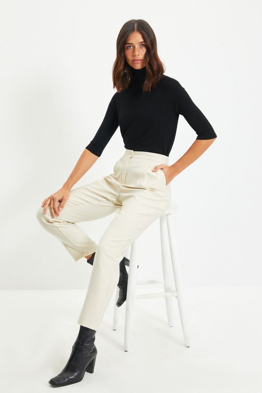 Trendyol Stone Plain Woven Trousers