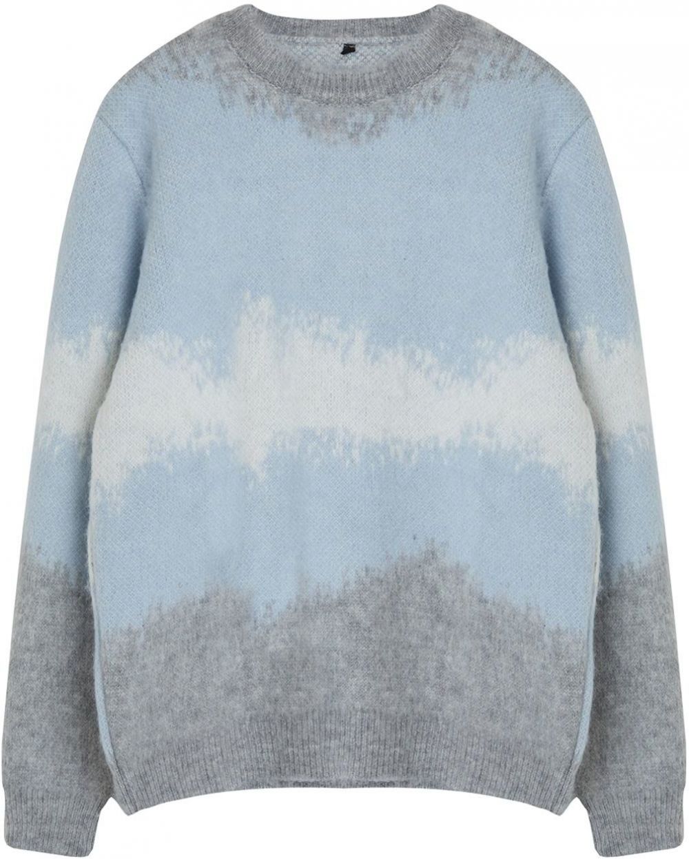 Trendyol Limited Edition Blue Regular Crew Neck Ethnic Knitwear Sweater