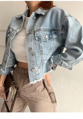 90767 Dewberry Ice Blue Laser Denim Jacket-BLUE