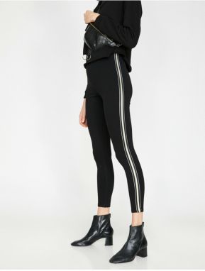 Koton Women's Black Striped Leggings