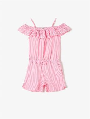 Koton Pink Striped Girl's Overalls