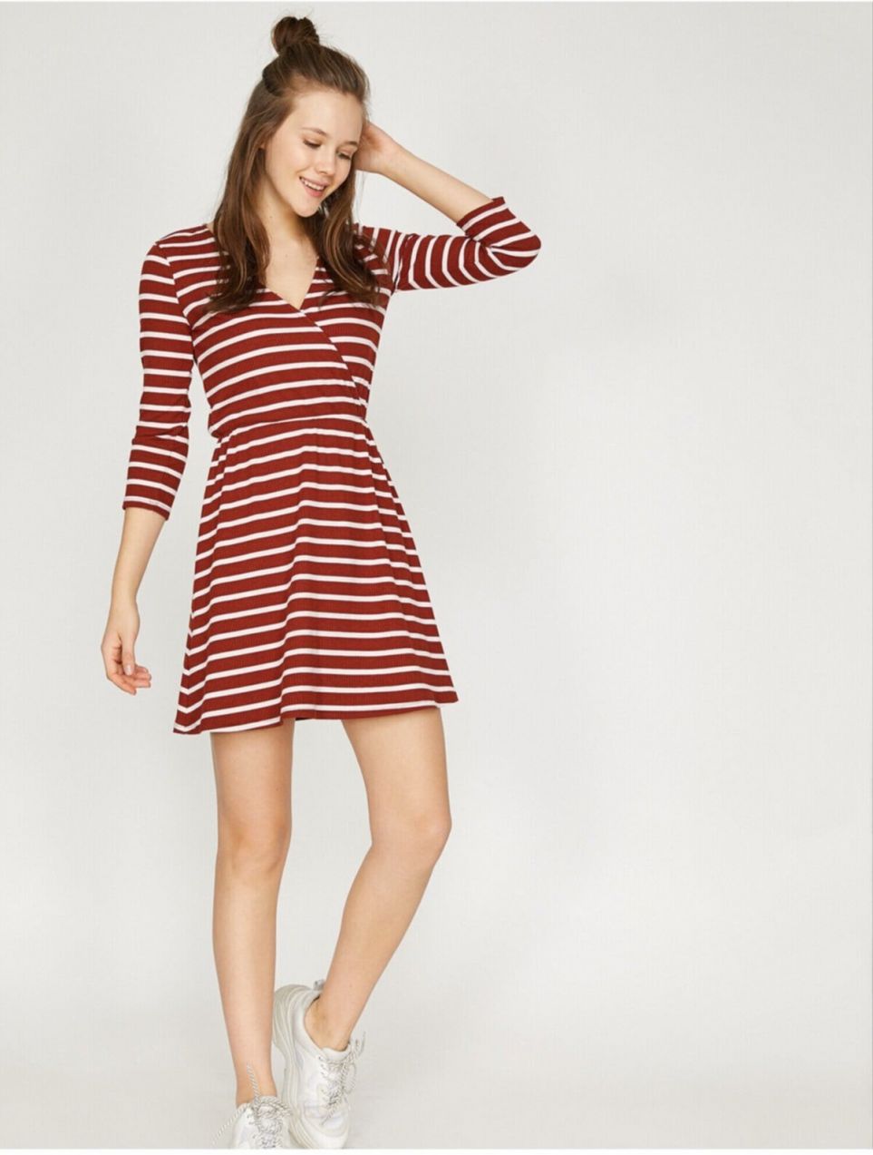 Koton Women's Brown Striped Dress