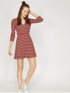 Koton Women's Brown Striped Dress