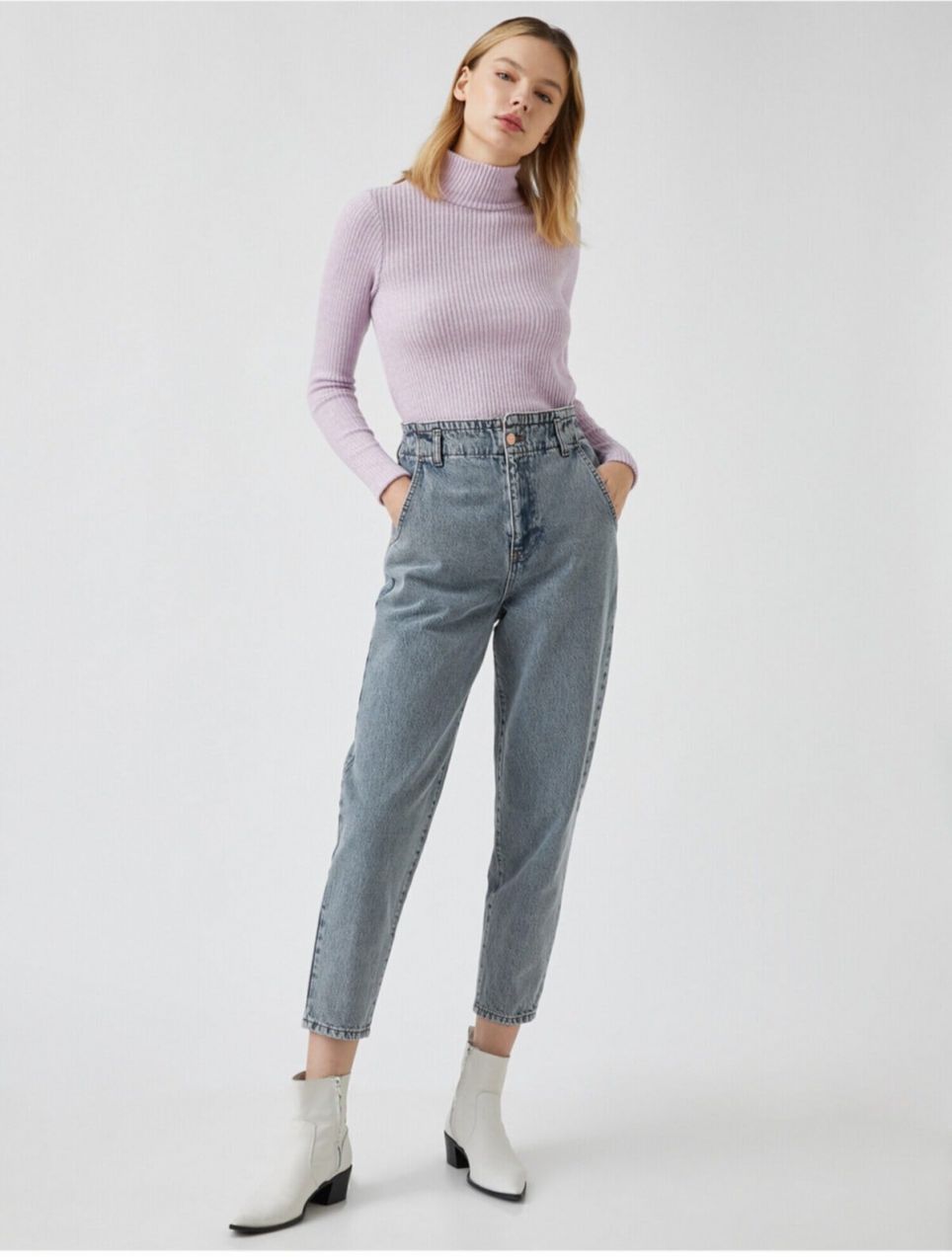 Koton High Waist Pocketed Cotton Jeans - Slouchy Jeans