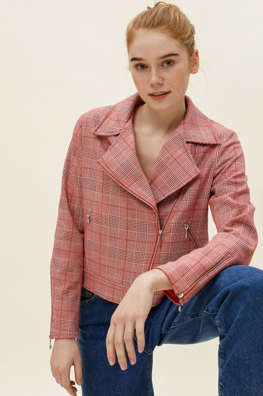 Koton Women's Red Check Jacket