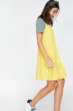 Koton Women's Yellow Straps, Sleeveless Midi Dress