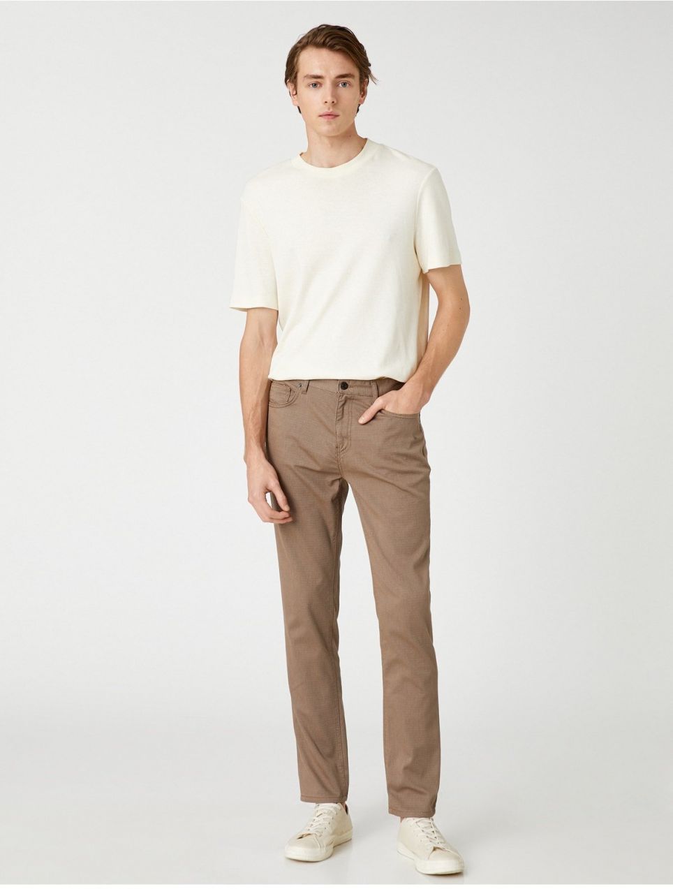Koton Slim Fit Trousers 5 Pockets Buttoned Textured