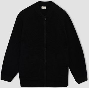 DEFACTO Boy's Half Turtleneck Knitwear Zippered Cardigan