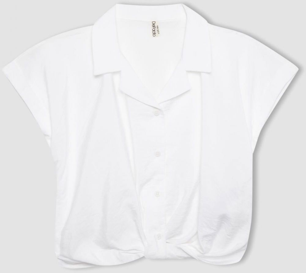 DEFACTO Girls' Crop Short Sleeve Shirt