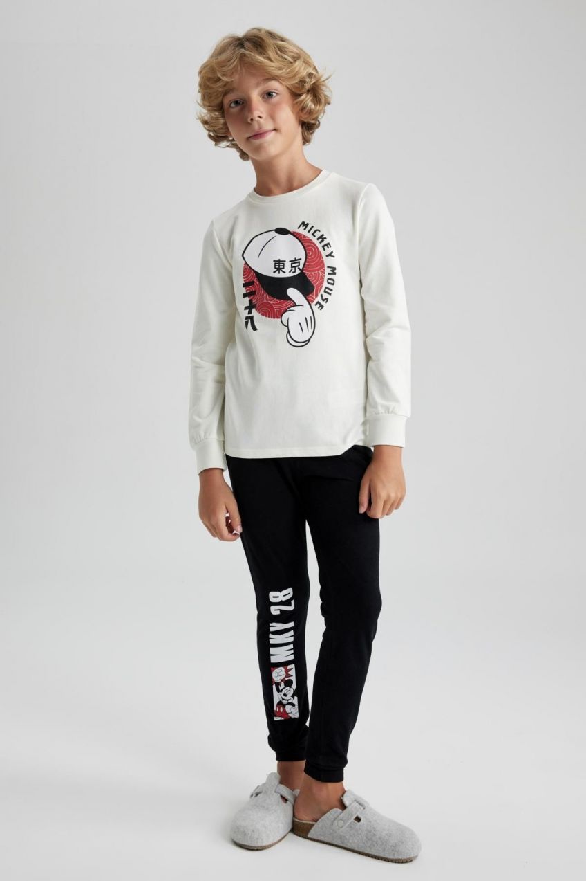 DEFACTO Disney Mickey & Minnie Long Sleeve Pajama Set for Boys