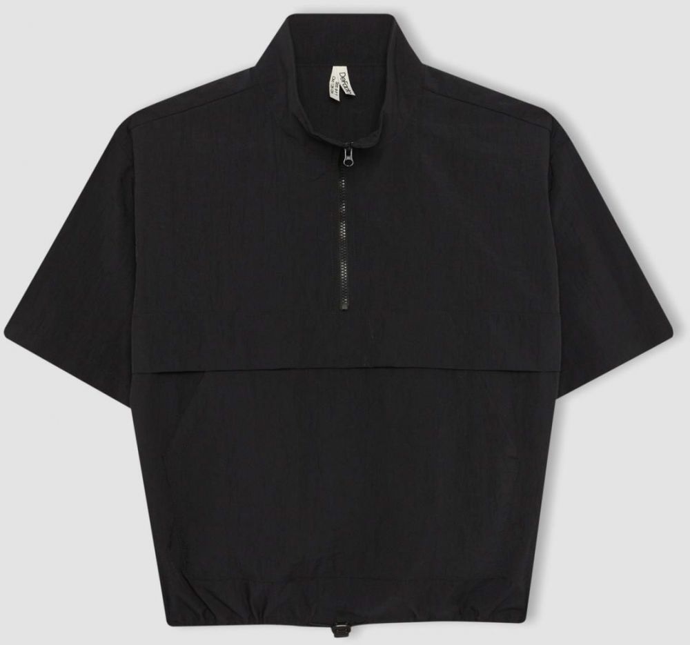 DEFACTO Girl's Zippered Collar Short Sleeve Blouse