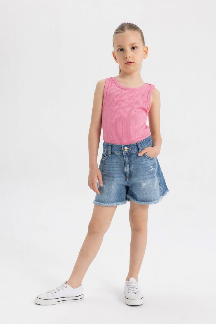 DEFACTO Girl's Ripped Detailed Jean Shorts