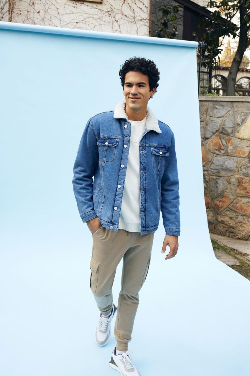 DEFACTO Slim Fit Faux Fur Collar Jean Jacket