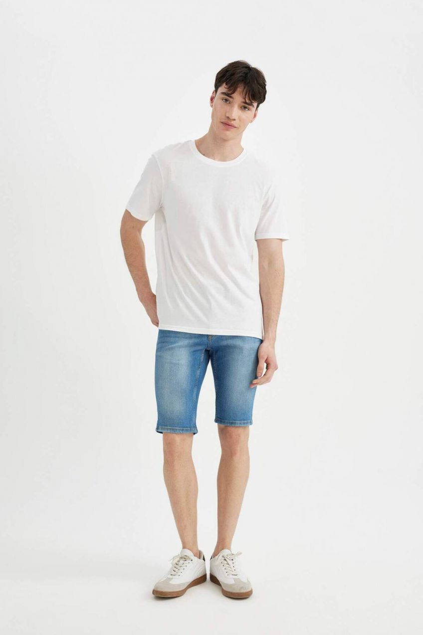 DEFACTO Super Skinny Fit Extra Tight Fit Normal Waist Extra Narrow Leg Bermuda Shorts