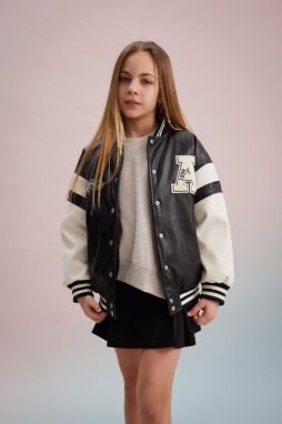 DEFACTO Girls Waterproof College Collar Bomber Coat