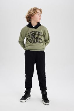 DEFACTO Boy's Hooded Printed Sweatshirt Sweatpants 2-Piece Set