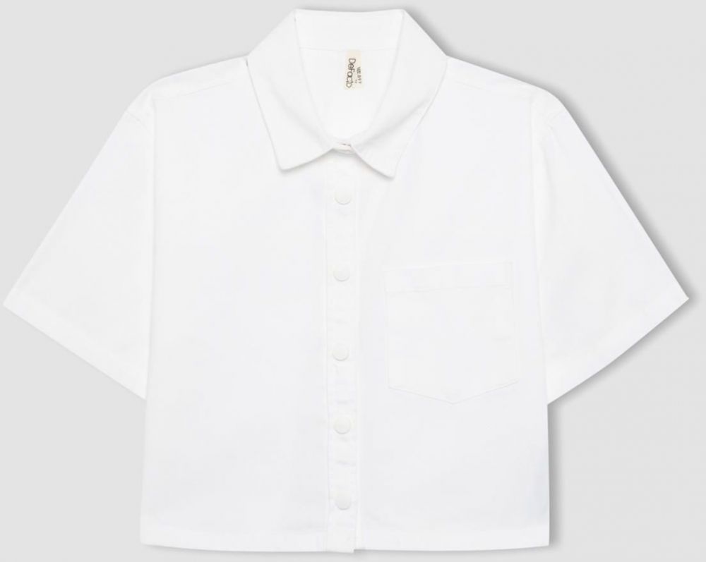DEFACTO Girls' Boxy Fit Cotton Short Sleeve Shirt