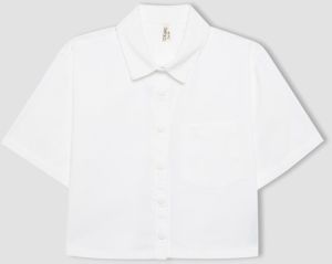 DEFACTO Girls' Boxy Fit Cotton Short Sleeve Shirt