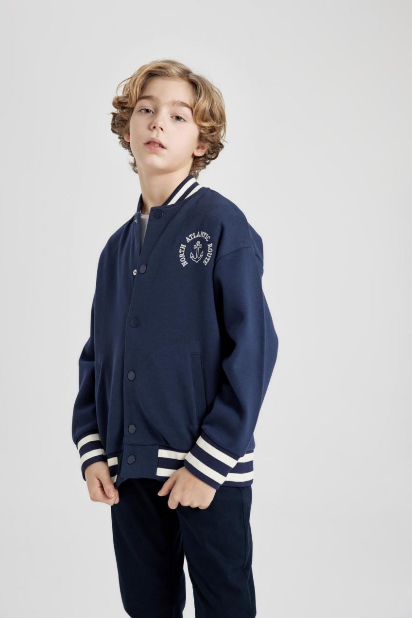 DEFACTO Boys College Collar Bomber Cardigan