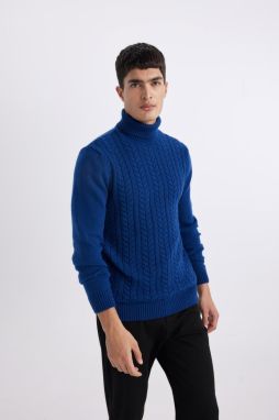 DEFACTO Standard Fit Patterned Turtleneck Sweater