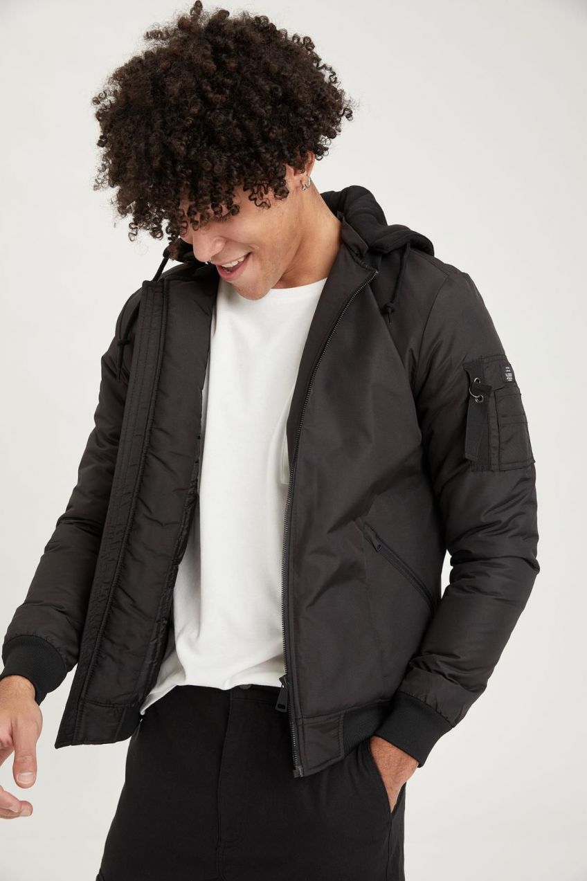 DEFACTO Windproof Water Repellent Slim Fit Hooded Jacket