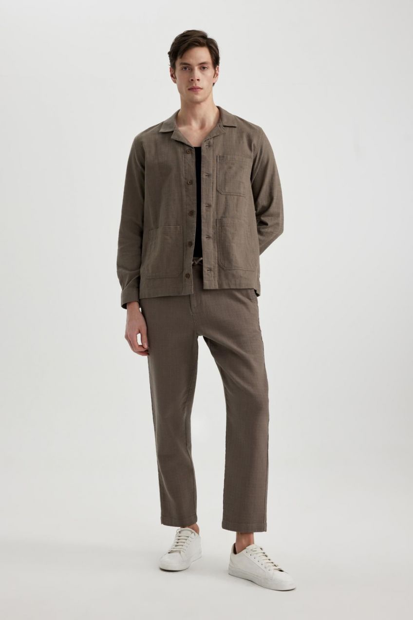 DEFACTO Regular Fit Straight Leg Cotton Trousers