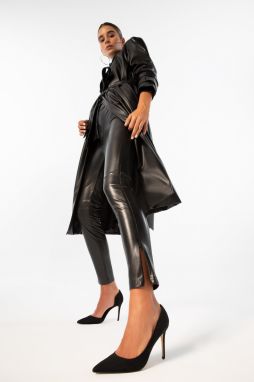 DEFACTO Faux Leather Zippered Leg High Waist Leggings