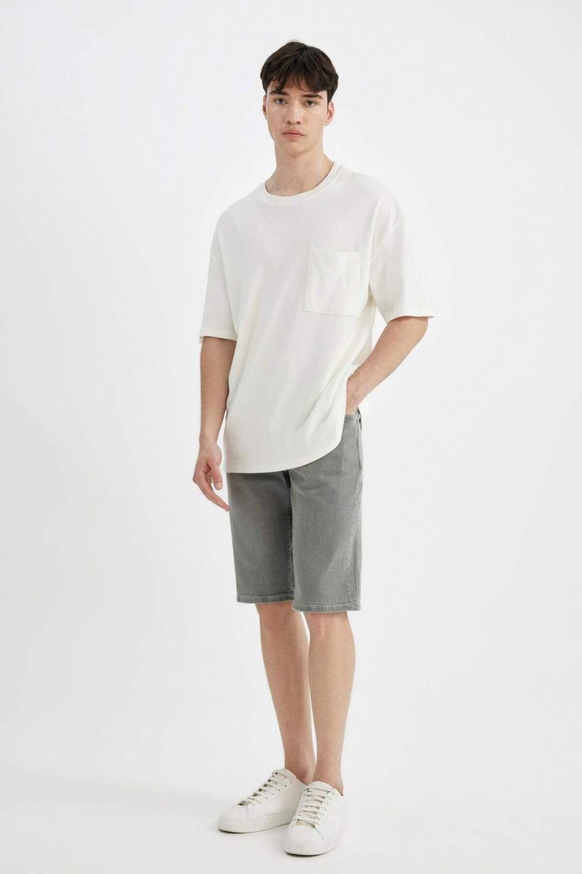 DEFACTO Slim Fit Narrow Fit Regular Waist Skinny Leg Jean Bermuda Shorts