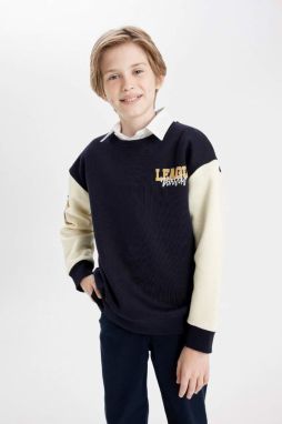 DEFACTO Boy Oversize Fit Crew Neck Printed Thick Sweatshirt