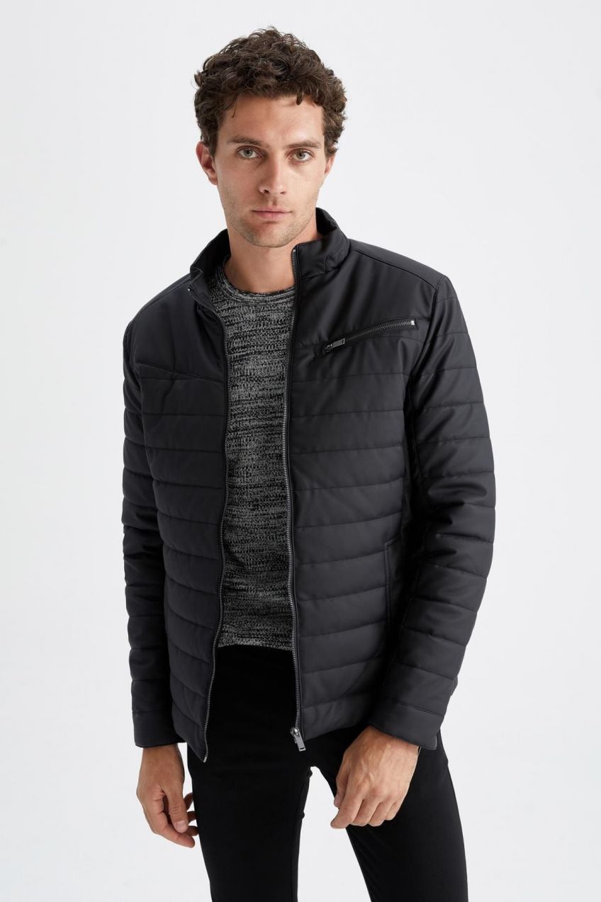 DEFACTO Slim Fit High Neck Faux Leather Faux Jacket