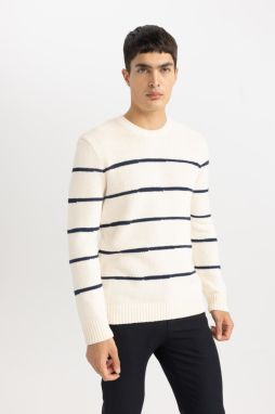 DEFACTO Standard Fit Striped Crew Neck Sweater