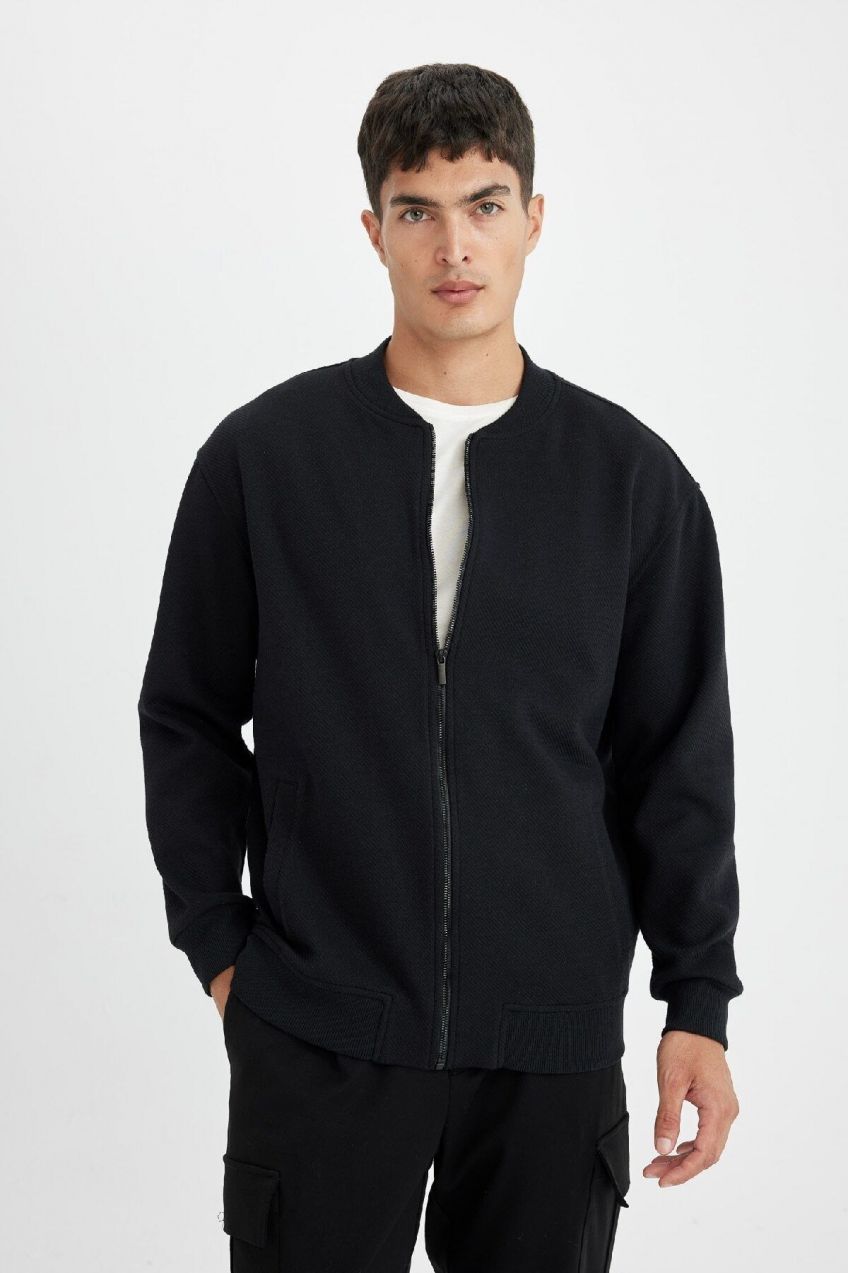 DEFACTO Relax Fit College Collar Bomber Cardigan