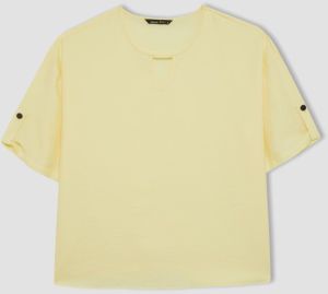 DEFACTO Regular Fit Round Neck Short Sleeve Blouse