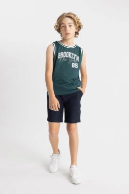 DEFACTO Boys' Printed Undershirt Shorts 2-Piece Set