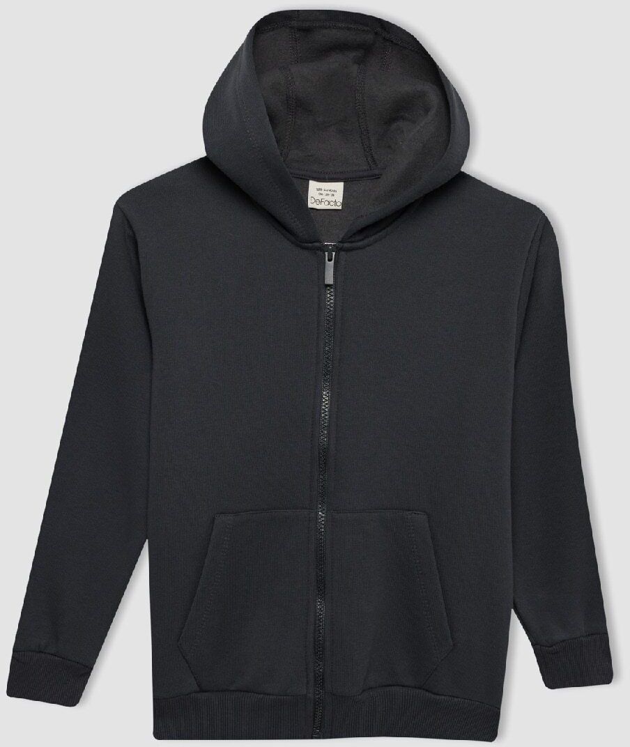 DEFACTO Boy's Hooded Zippered School Cardigan