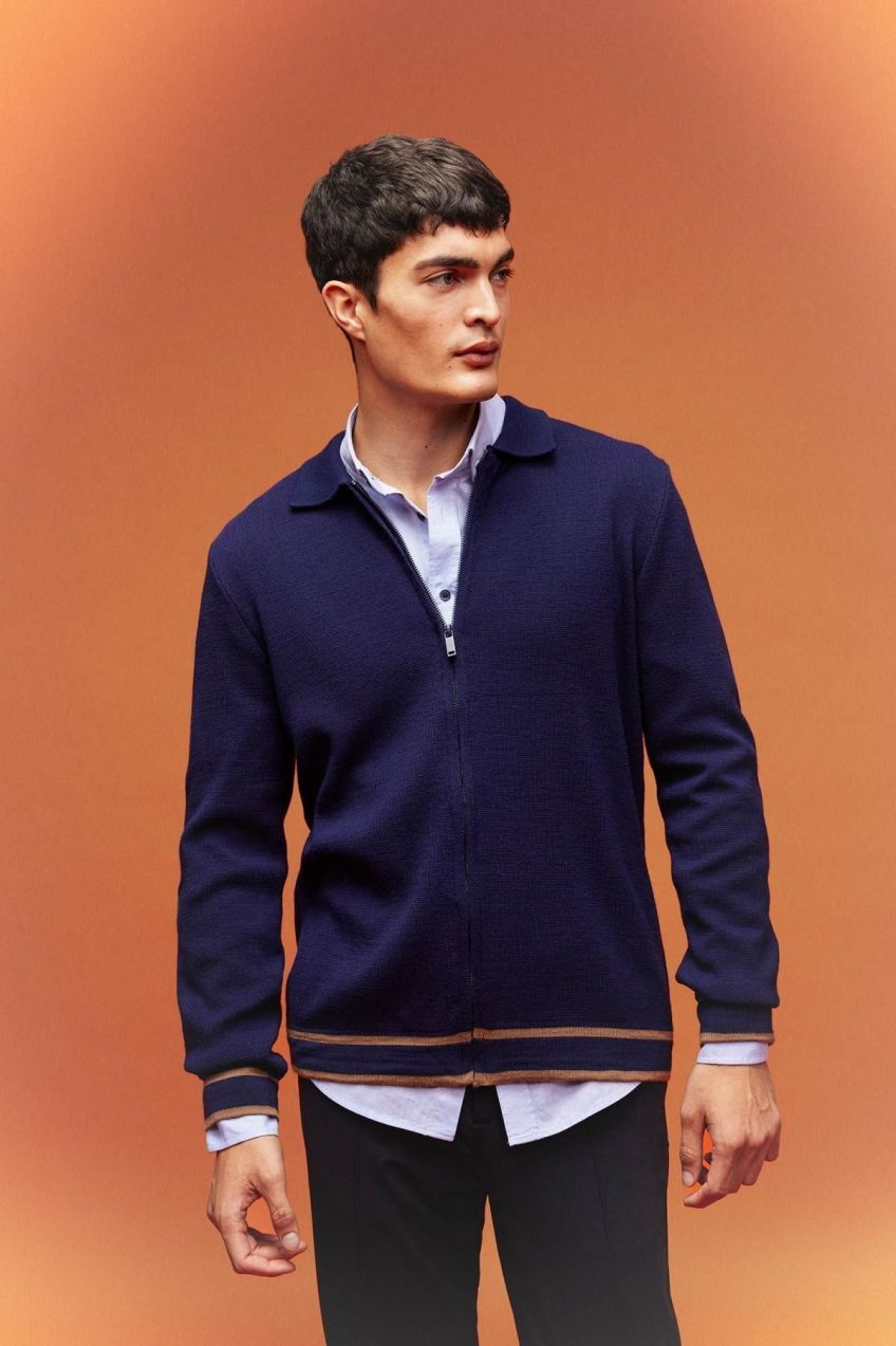 DEFACTO Standard Fit Polo Neck Cardigan