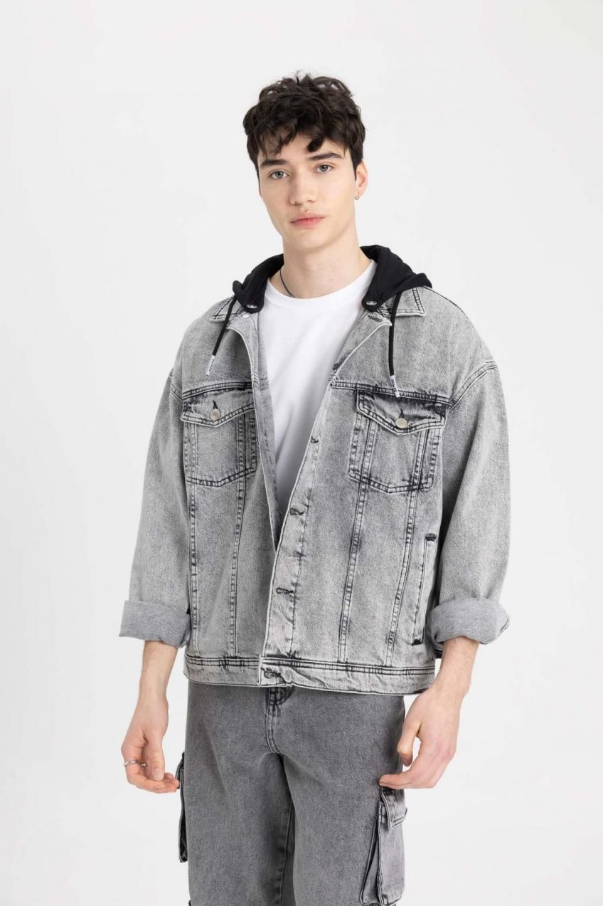 DEFACTO Oversize Fit Hooded Jean Jacket