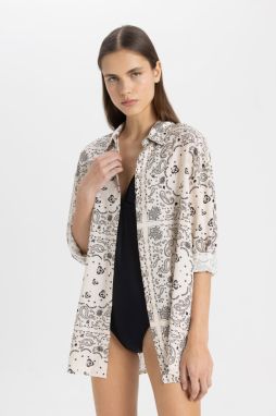 DEFACTO Fall in Love Paisley Viscose Beach Shirt