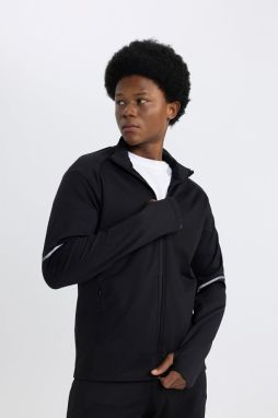 DEFACTO Fit Slim Fit Zippered Skuba Diver Fabric Cardigan