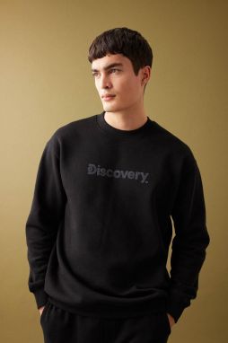 DEFACTO Discovery Channel Oversize Fit Crew Neck Thick Sweatshirt